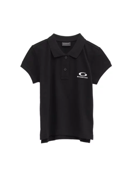 Krótka koszulka polo Balenciaga z krótkim rękawem czarna