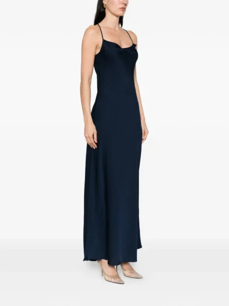 Sukienka Silk95five drapowana z dekoltem halter garniturowa niebieska