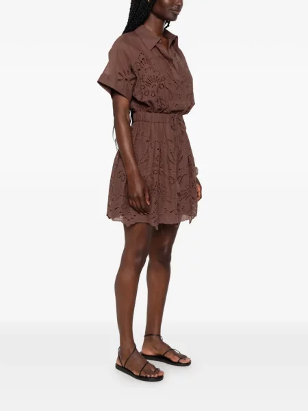 Rochie mini Ermanno Firenze cu broderie maro