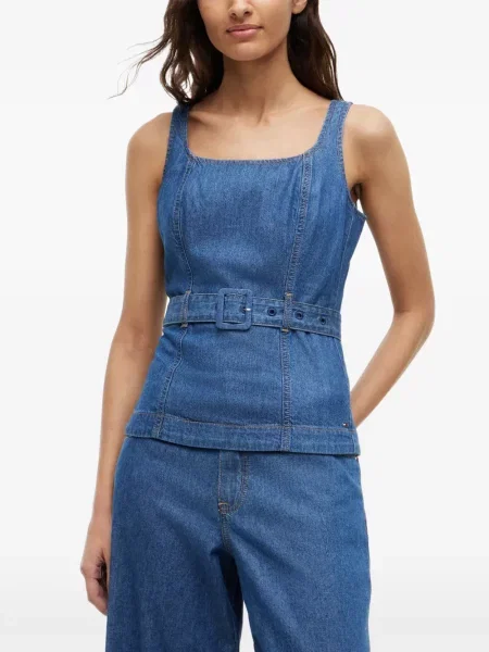 Cu centură top Tommy Hilfiger albastru