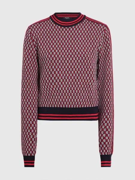 Светр з вовни у візерунок монограми Balmain