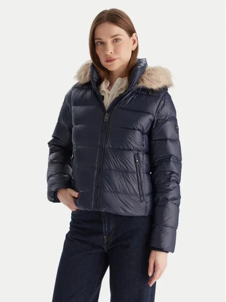 Пухено яке Tommy Hilfiger преходен модел тъмносиньо