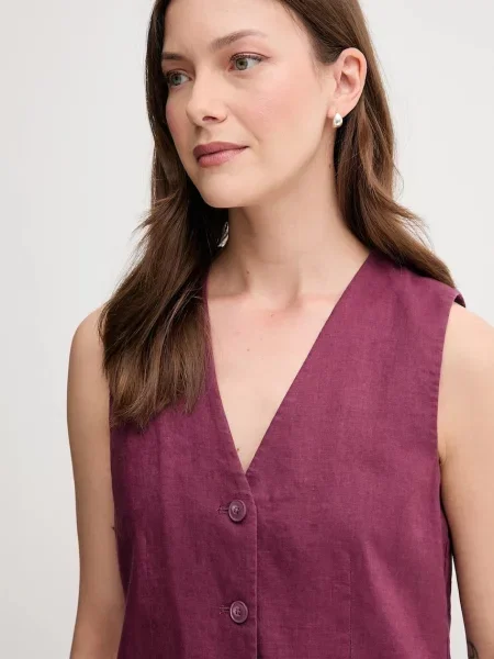 Лляний жилет United Colors of Benetton однобортний бежевий