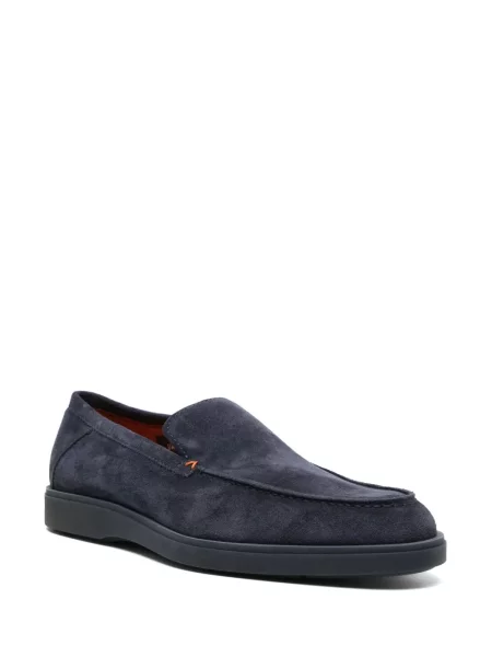 Pantofi loafer Santoni din piele de căprioară albastru