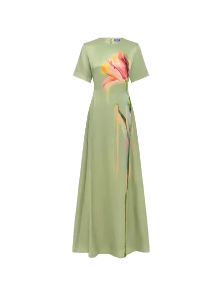 Rochie maxi Leo Lin cu imagine verde