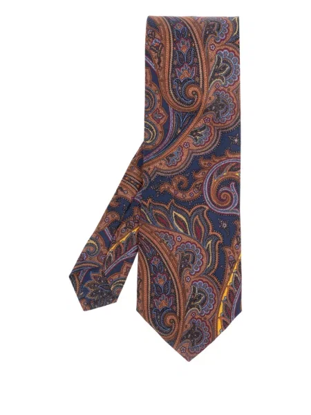 Cravată Etro de mătase cu imagine cu model paisley albastru