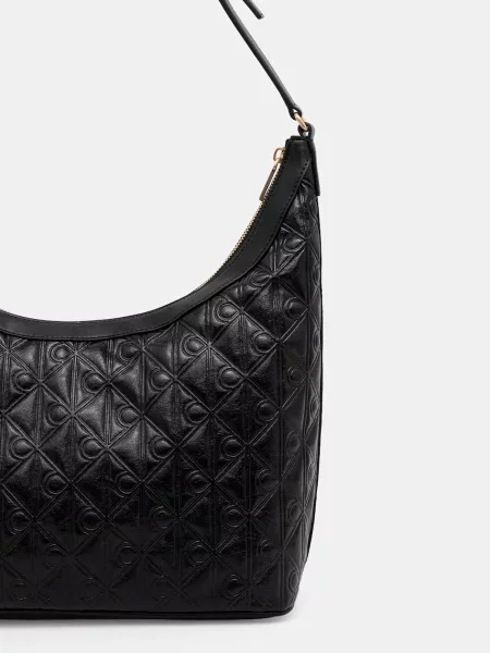 Calvin Klein Torebka Emblem Aop Debossed Medium Shbag czarny
