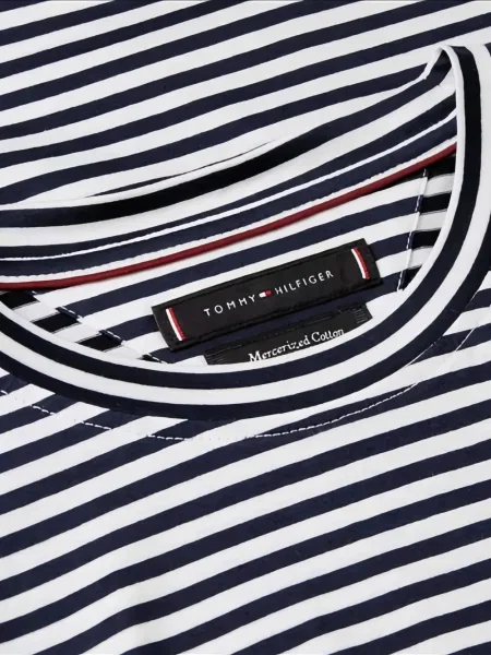 Ριγέ μπλούζα Tommy Hilfiger με σχέδιο με στρογγυλή λαιμόκοψη μπλε