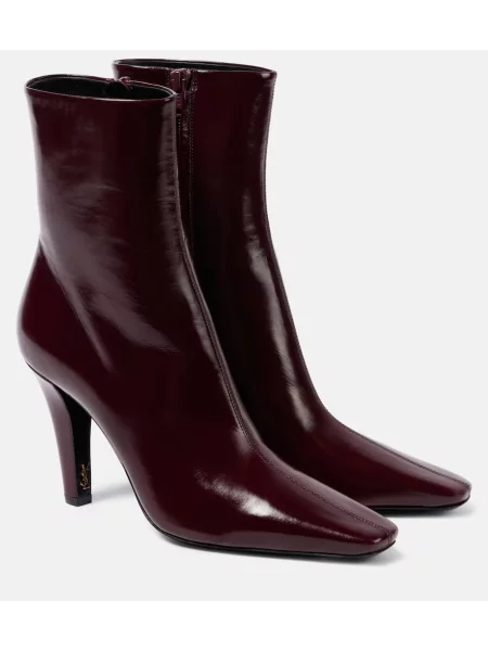 Cizme scurte Saint Laurent din piele bordo