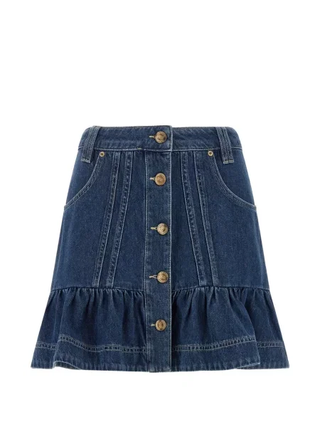 Fustă din denim Farm Rio cu volane albastru