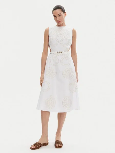 Silvian Heach rochie BONGRAZ midi evazati alb