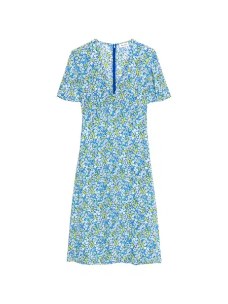 Rochie midi Zadig&voltaire cu model floral cu imagine cu decolteu în V albastru