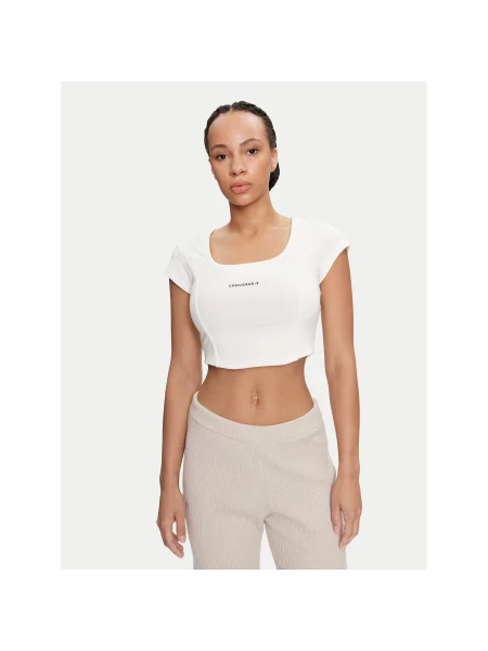 Converse Топ W Wordmark Corset Top Écru Slim Fit