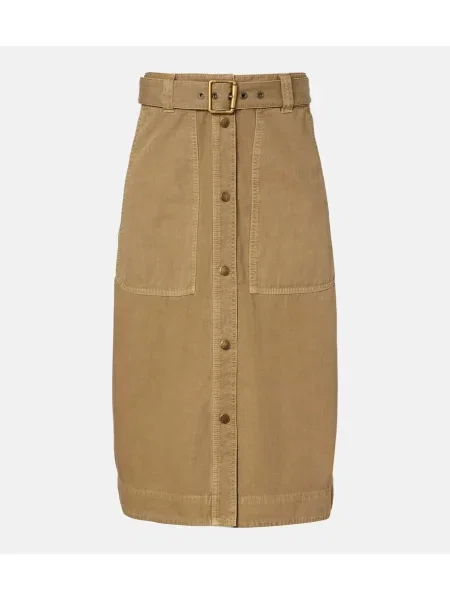 Fustă din denim Moncler până la genunchi bej