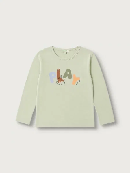 United Colors of Benetton tričko s dlhým rukávom dojčenské zelená