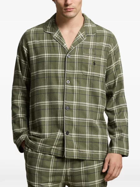 Șosete Polo Ralph Lauren cu broderie în carouri de flanelă verde