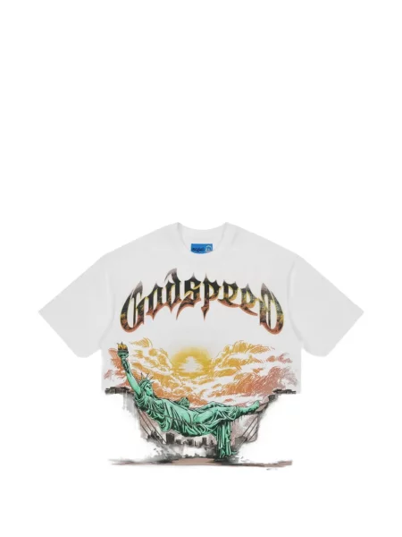Tricou Godspeed cu imagine alb