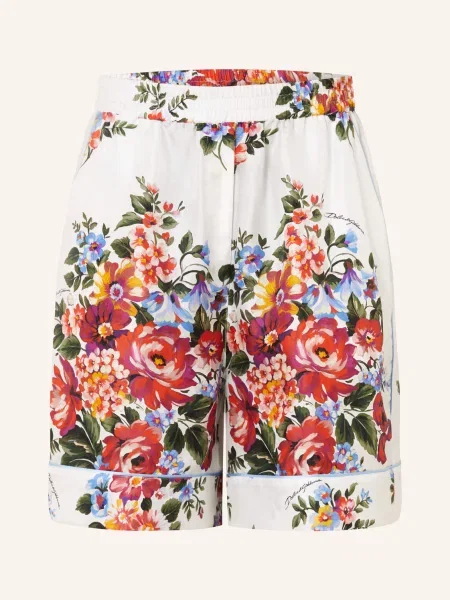 Dolce & Gabbana Hedvábné Šortky / červená / tmavě zelená bílá