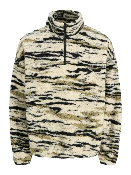 JACK & JONES Pulover pijeska / kaki crna