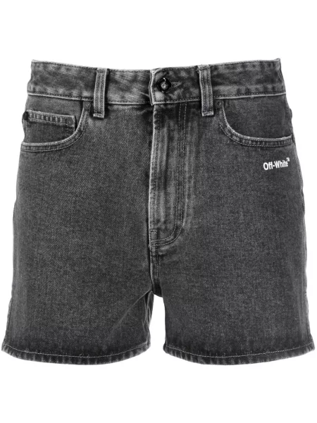 Pantaloni scurți din denim Off-white cu dungi alb