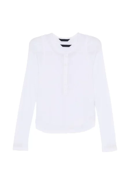Tricou Juun.j cu guler henley alb