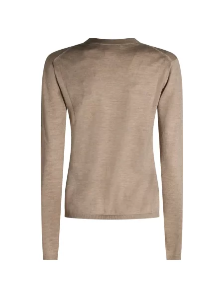 Плетена тениска Max Mara с кръгло деколте кафяво
