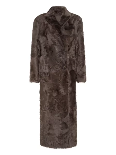 Bukiecik futro Brunello Cucinelli dwurzędowe brązowe