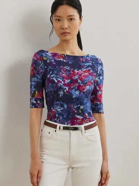 Тениска Lauren Ralph Lauren дамска тъмносиньо