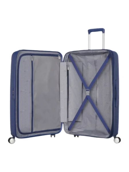 Lniana walizka American Tourister niebieska