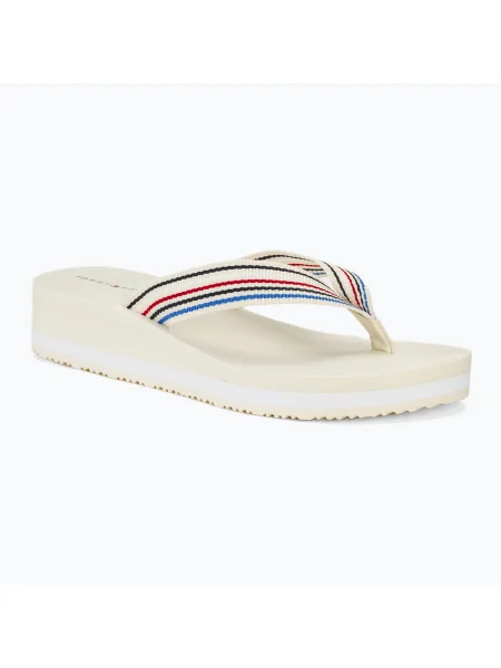 Tommy Hilfiger дамски клин Stripes Beach Sandal calico джапанки бежово