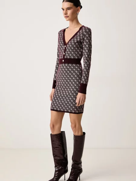 Guess Rochie tricotată Vișiniu