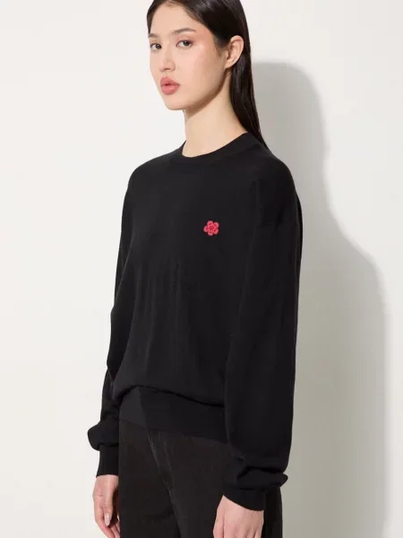 Шерстяной легкий свитер Kenzo черный