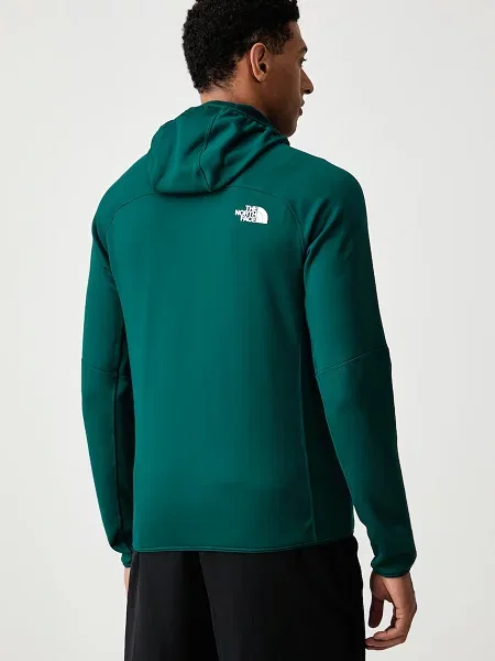 The North Face bluza rozpinana z kapturem polarowa POWERSTRETCH METEORA zielona