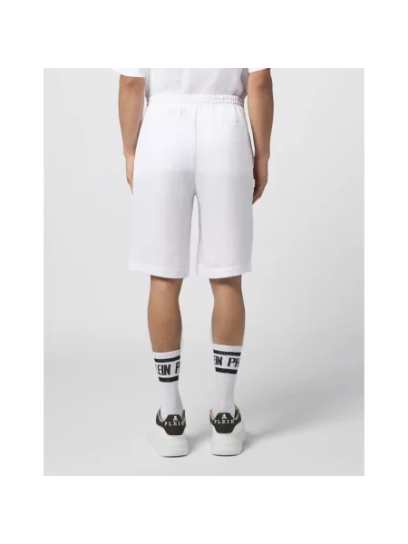 Lniane szorty Philipp Plein do tenisa ze sznurkiem białe