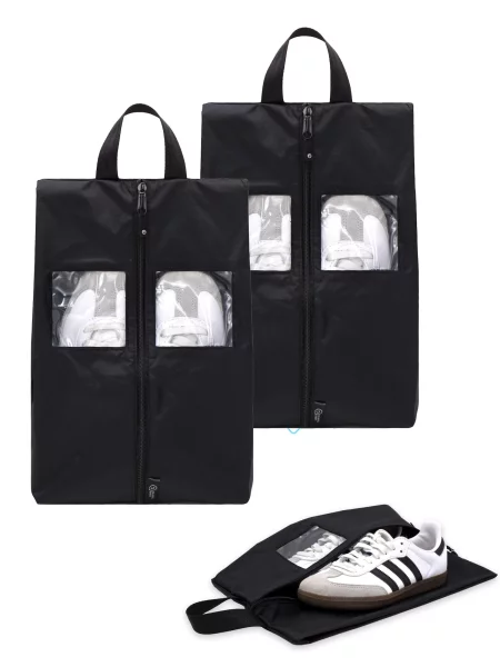 TRAVEL DUDE Geantă de călătorie Schuhtaschen Set 2 Teilig aus recycelten Plastikflaschen Schuhbeutel Organizer' negru