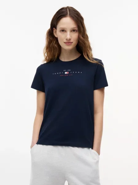 Tommy Jeans Majica mornarska / češnjevo rdeča bela