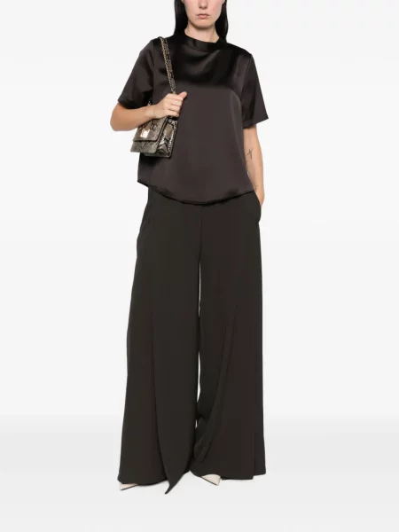Scurt top Imperial din satin negru