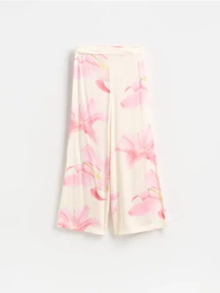 Reserved Pantaloni largi înflorați multicolor