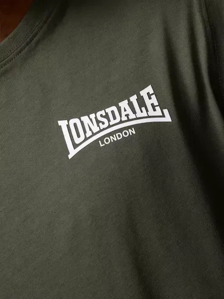 LONSDALE Tricou ELMDON kaki alb