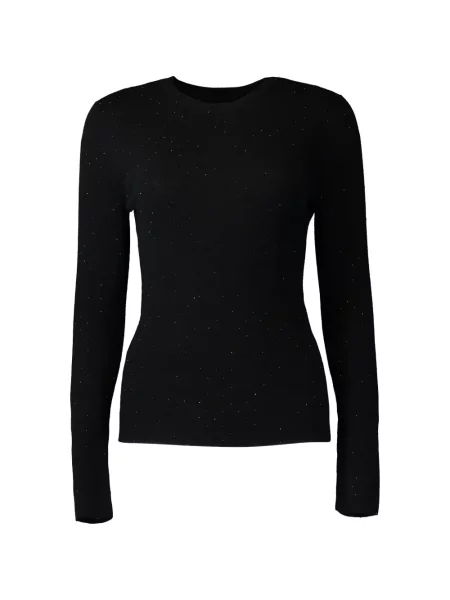 Lung tricou Michael Kors Collection cu decolteu rotund cu volane negru