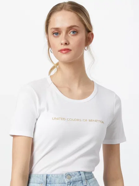 UNITED COLORS OF BENETTON Тениска злато бяло