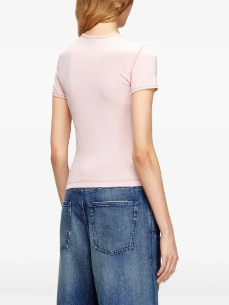 Tricou Diesel cu decolteu în U roz