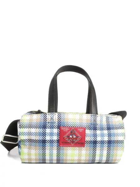 Geanta crossbody Vivienne Westwood în carouri albastru