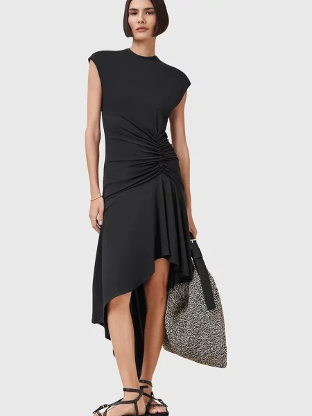 AllSaints rochie ANNALIE midi evazată negru