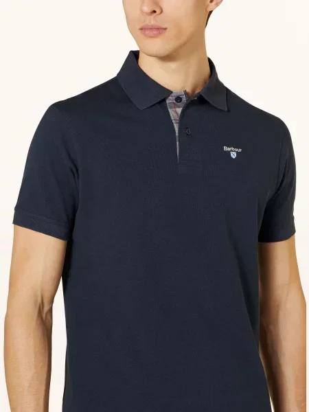 Barbour Koszulka Polo Z Piki blau granatowa