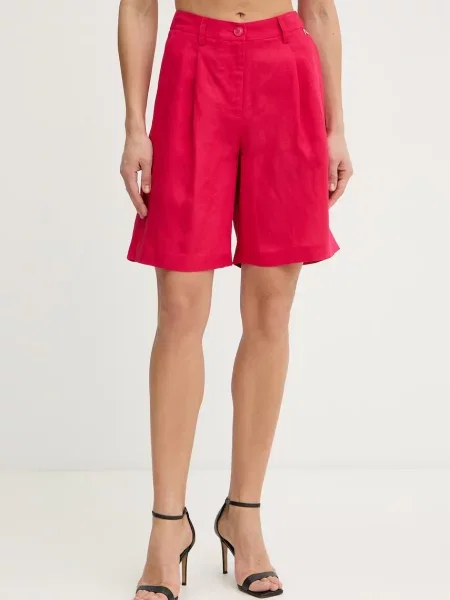 Twinset pantaloni scurți pentru femei din in roz
