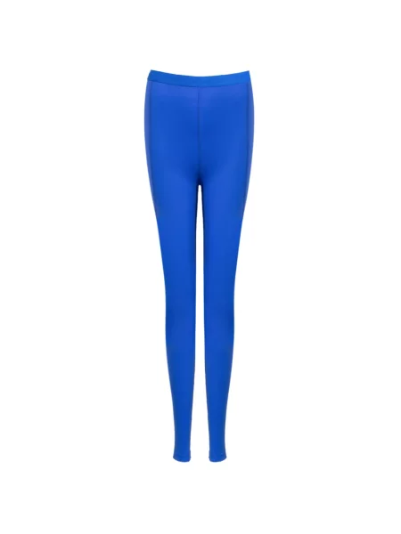 Lniane legginsy Balenciaga z elastyczną talią niebieskie