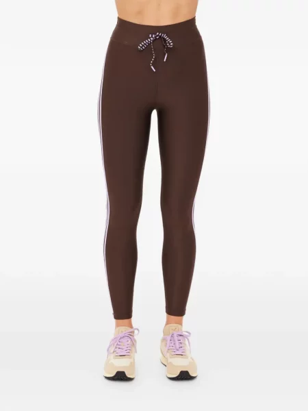 Pantaloni The Upside cu dungi din țesătură twill alergare maro