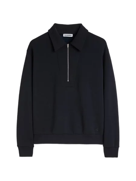 Gulerat tricou polo Jil Sander cu broderie albastru