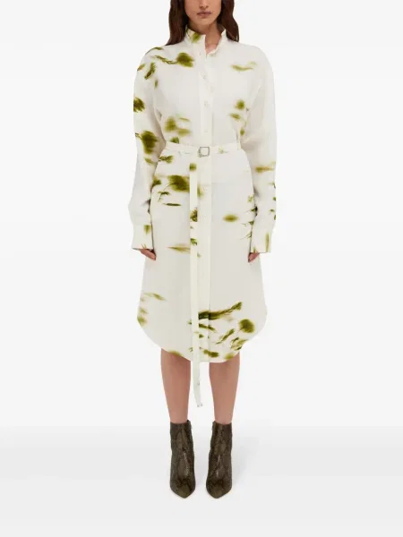 Rochie tip cămașă Ferragamo cu imagine de costum alb